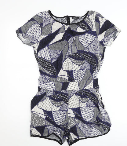 Warehouse Women’s Multicoloured Geometric Viscose Playsuit UK 10