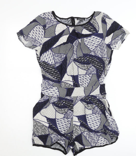 Warehouse Women’s Multicoloured Geometric Viscose Playsuit UK 10