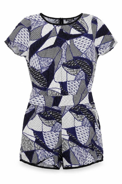 Warehouse Women’s Multicoloured Geometric Viscose Playsuit UK 10