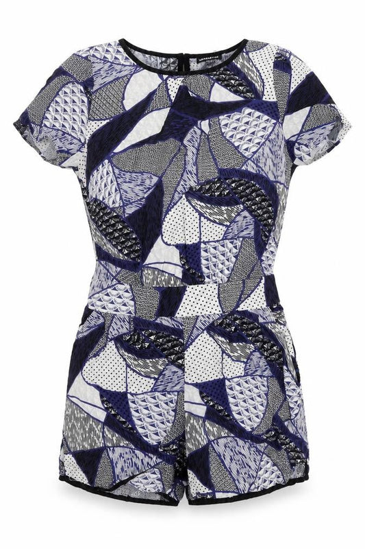 Warehouse Women’s Multicoloured Geometric Viscose Playsuit UK 10