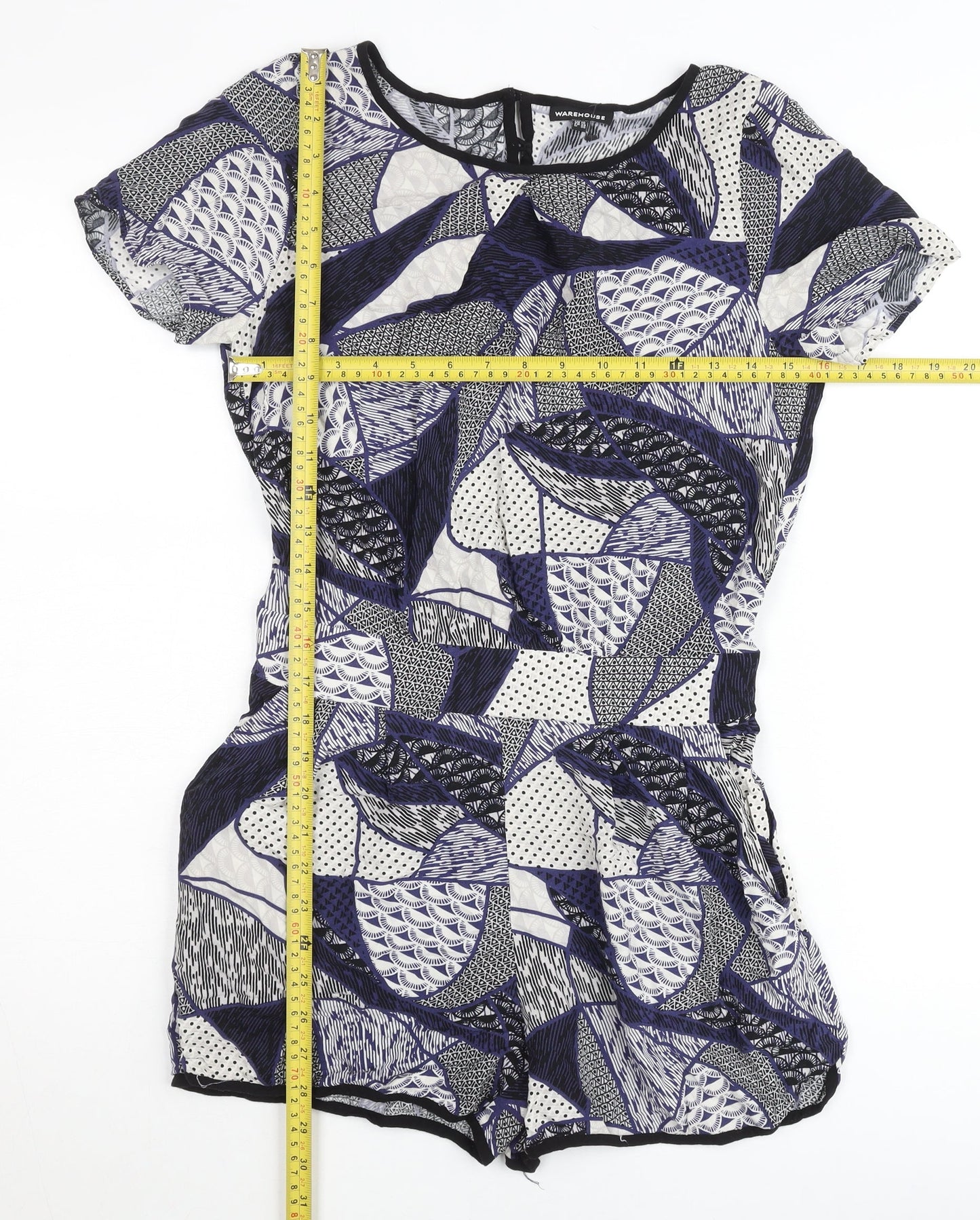 Warehouse Women’s Multicoloured Geometric Viscose Playsuit UK 10