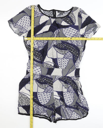 Warehouse Women’s Multicoloured Geometric Viscose Playsuit UK 10