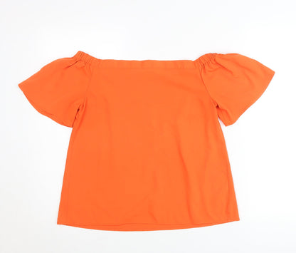 Peacocks Women’s Orange Off Shoulder Tunic Blouse Size 10