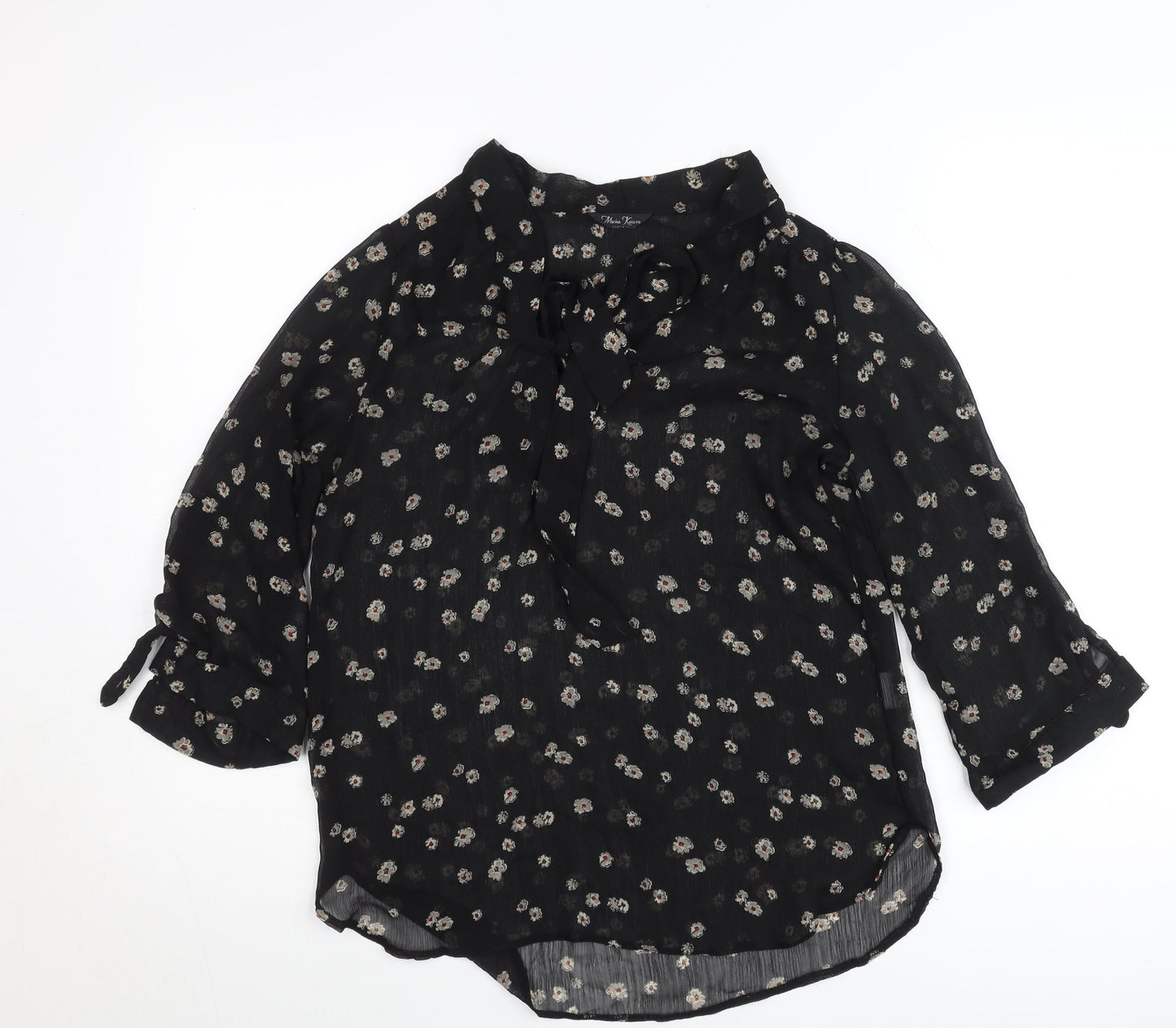 Marina Kaneva Womens Black Floral Chiffon Blouse Size 12