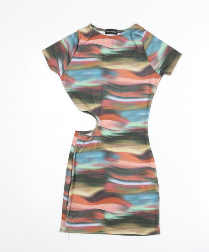 PrettyLittleThing Women’s Multicoloured Bodycon Mini Dress UK 4