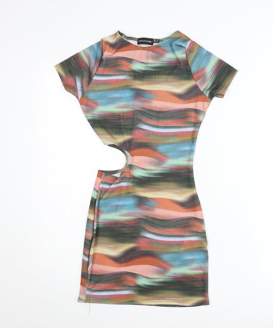 PrettyLittleThing Women’s Multicoloured Bodycon Mini Dress UK 4