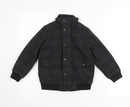 Next Boys Grey Plaid Wool Blend Bomber Jacket 6 Years Autumn Winter
