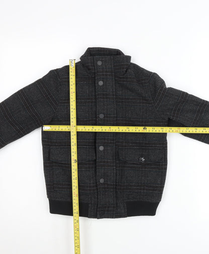 Next Boys Grey Plaid Wool Blend Bomber Jacket 6 Years Autumn Winter