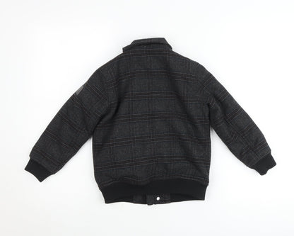 Next Boys Grey Plaid Wool Blend Bomber Jacket 6 Years Autumn Winter