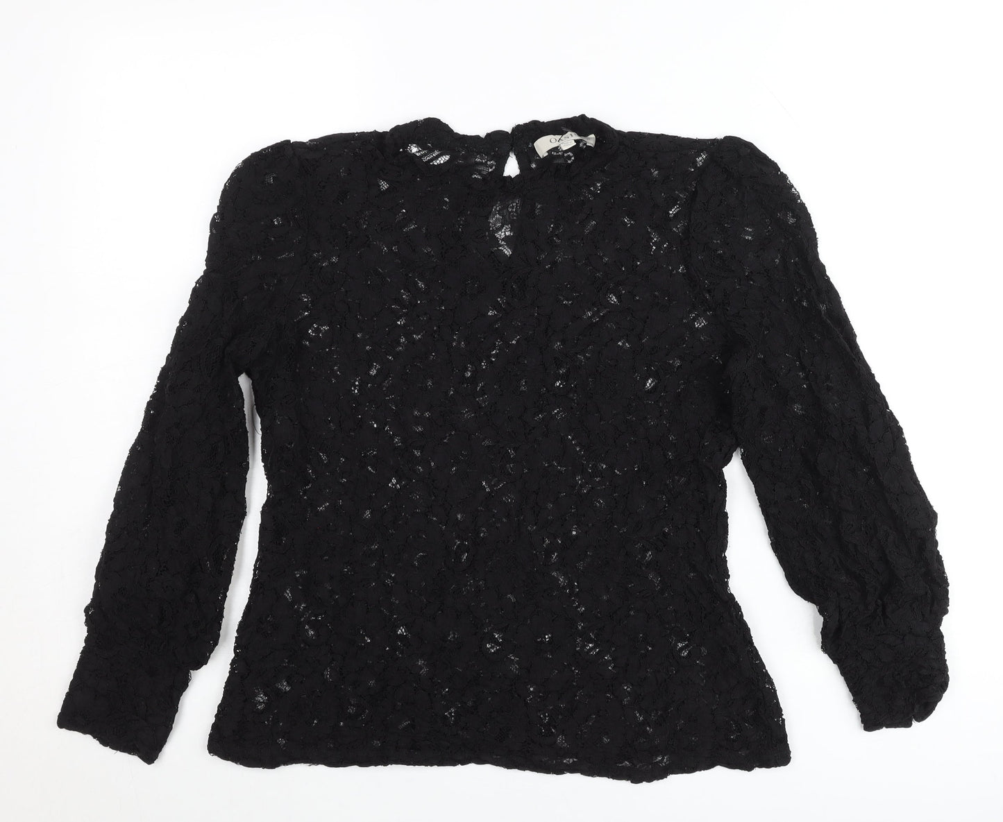 Oasis Women’s Black Lace Long Sleeve Blouse Size M Tunic Style