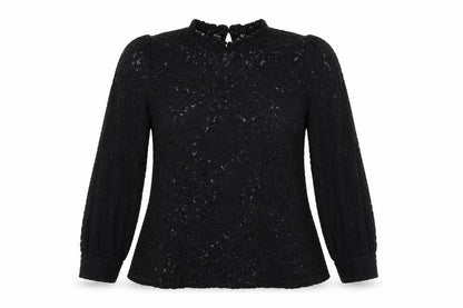 Oasis Women’s Black Lace Long Sleeve Blouse Size M Tunic Style