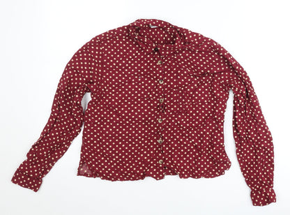 Next Teens Red Polka Dot Button-Up Shirt Long Sleeve Size 14