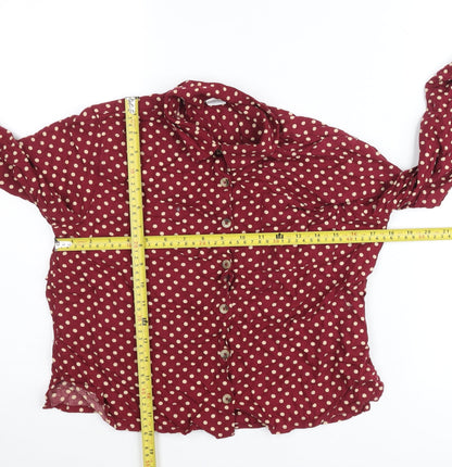 Next Teens Red Polka Dot Button-Up Shirt Long Sleeve Size 14