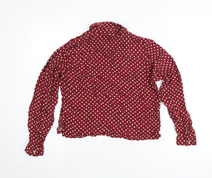 Next Teens Red Polka Dot Button-Up Shirt Long Sleeve Size 14