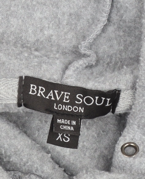 Brave Soul Womens Grey XS Pullover Hoodie Long Sleeve Jumper