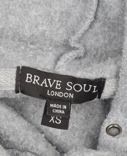 Brave Soul Womens Grey XS Pullover Hoodie Long Sleeve Jumper