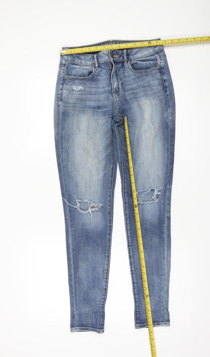American Eagle Womens Blue Skinny Jeans Size 6 Distressed Denim