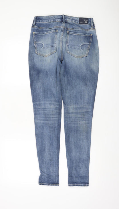 American Eagle Womens Blue Skinny Jeans Size 6 Distressed Denim