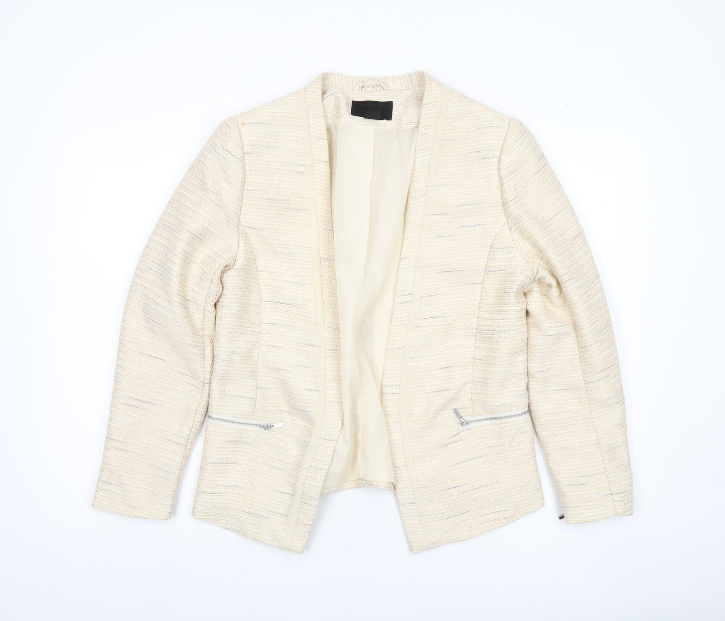 H&M Women Ivory Blazer Size 16 Shawl Collar Workwear Jacket