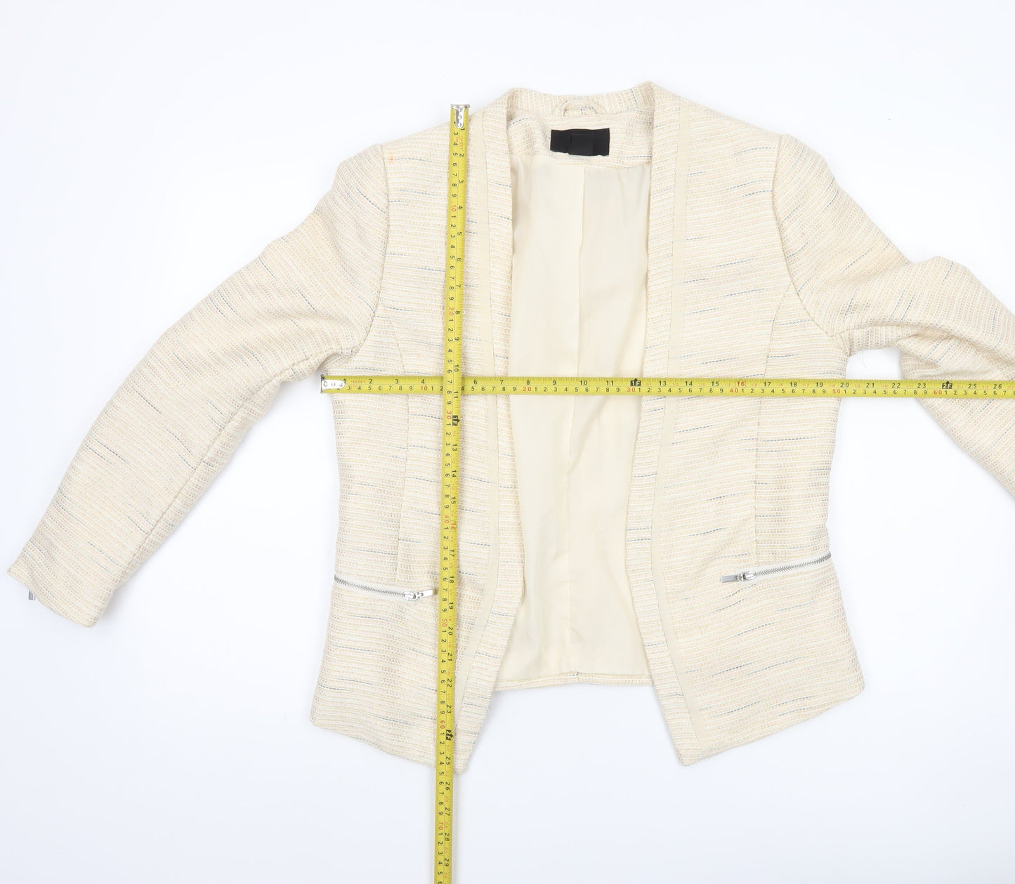 H&M Women Ivory Blazer Size 16 Shawl Collar Workwear Jacket