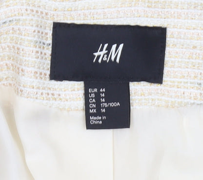 H&M Women Ivory Blazer Size 16 Shawl Collar Workwear Jacket