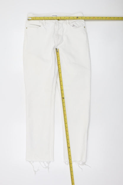 Frame Women’s White Slim Straight Jeans Size 27 Frayed Hem