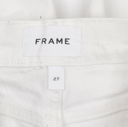 Frame Women’s White Slim Straight Jeans Size 27 Frayed Hem