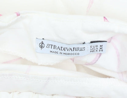 Stradivarius Women’s Ivory Puff Sleeve A-Line Short Dress Size 12