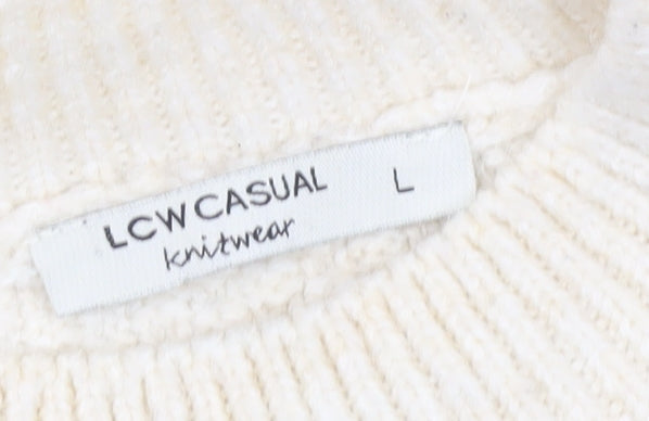 LCW Casual Women’s Ivory Cable Knit Jumper L Long Sleeve Pullover