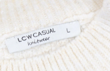LCW Casual Women’s Ivory Cable Knit Jumper L Long Sleeve Pullover