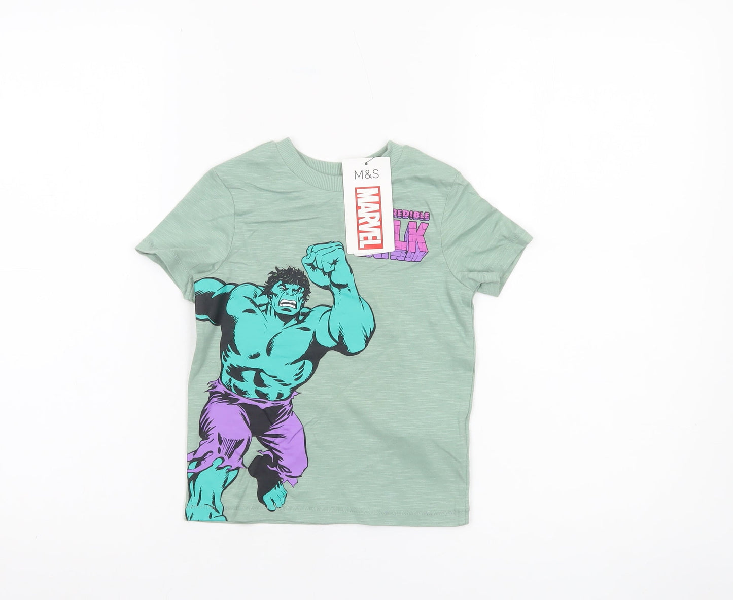 Marks and Spencer Boys Green Hulk Marvel T-Shirt 2-3 Years