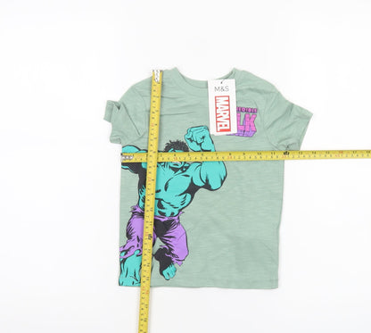 Marks and Spencer Boys Green Hulk Marvel T-Shirt 2-3 Years