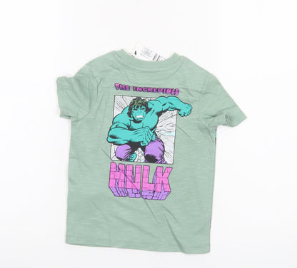 Marks and Spencer Boys Green Hulk Marvel T-Shirt 2-3 Years