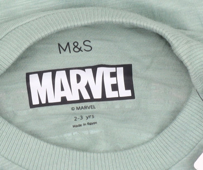 Marks and Spencer Boys Green Hulk Marvel T-Shirt 2-3 Years