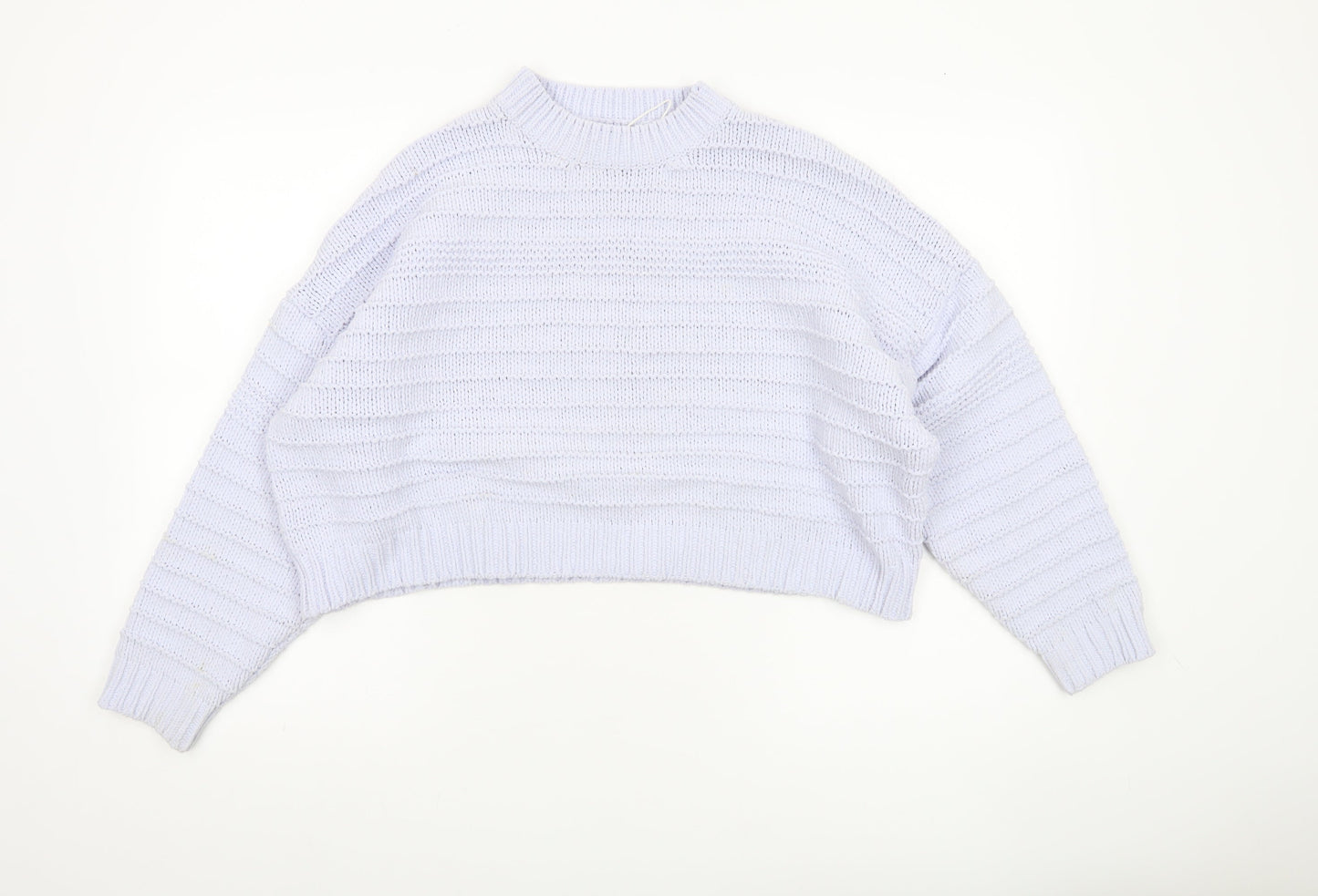 Bershka Women’s White Chunky Knit Crew Neck Pullover Jumper Size S