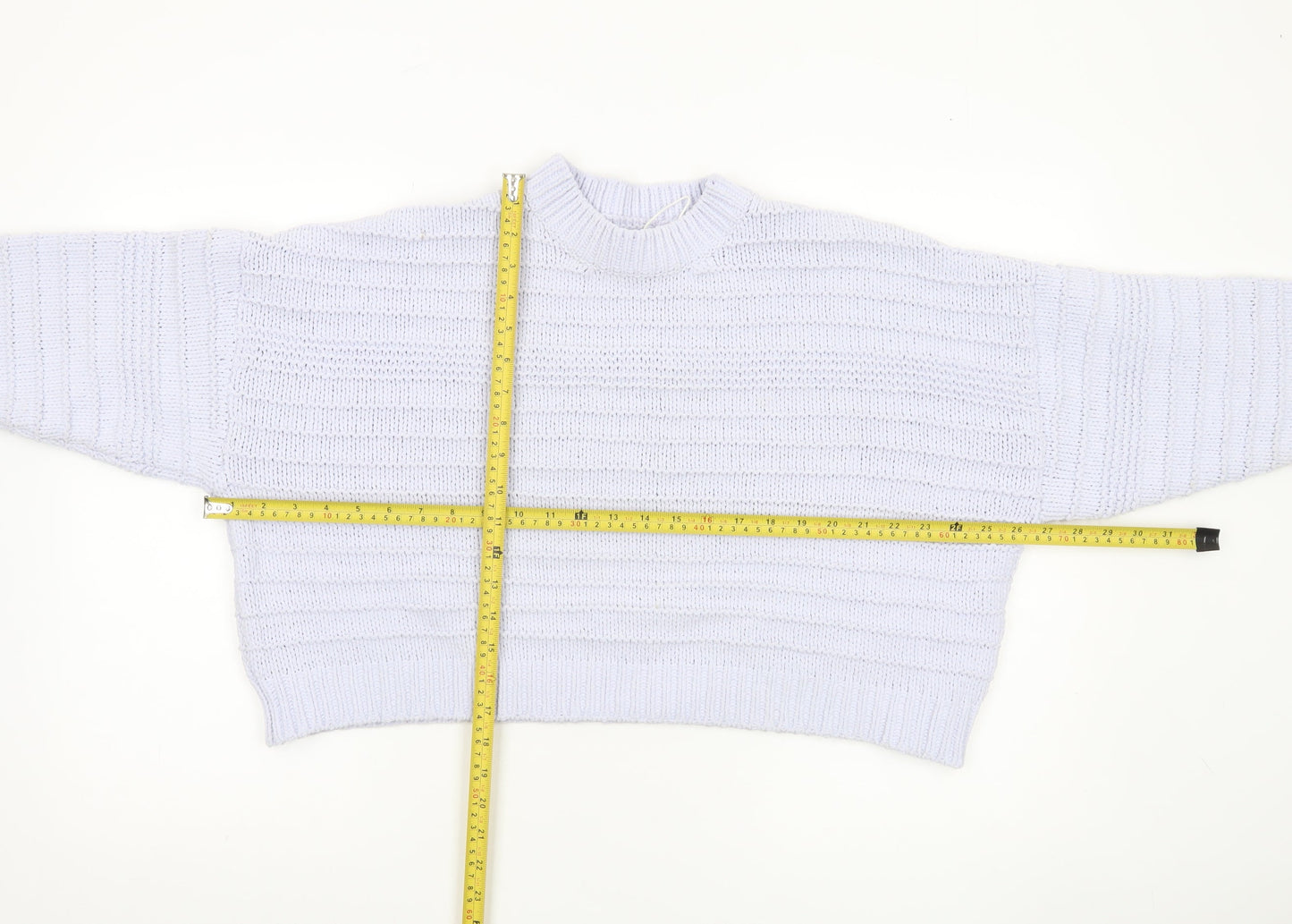Bershka Women’s White Chunky Knit Crew Neck Pullover Jumper Size S