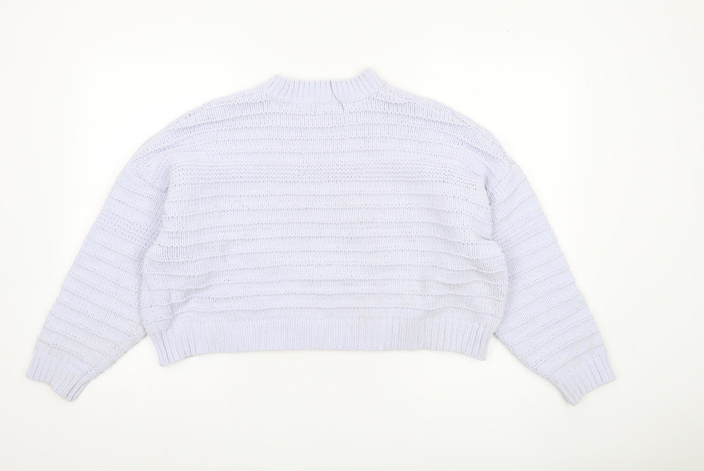 Bershka Women’s White Chunky Knit Crew Neck Pullover Jumper Size S