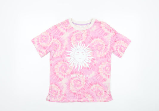 Next Girls Pink Tie Dye Sun Shine Bright T-Shirt 9 Years Cotton