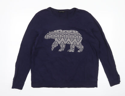 Dorothy Perkins Womens Navy Blue Bear Print Sweatshirt UK 18
