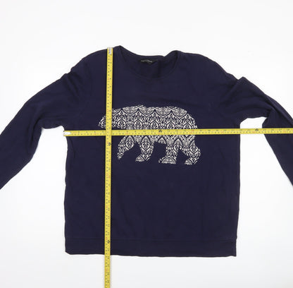 Dorothy Perkins Womens Navy Blue Bear Print Sweatshirt UK 18