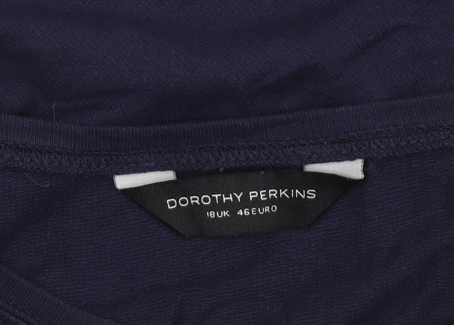 Dorothy Perkins Womens Navy Blue Bear Print Sweatshirt UK 18