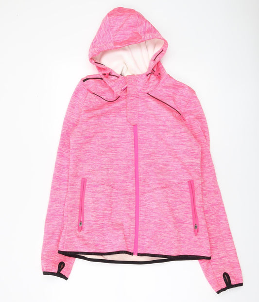 Superdry Womens Pink Full Zip Hoodie Jacket Size 12 Activewear