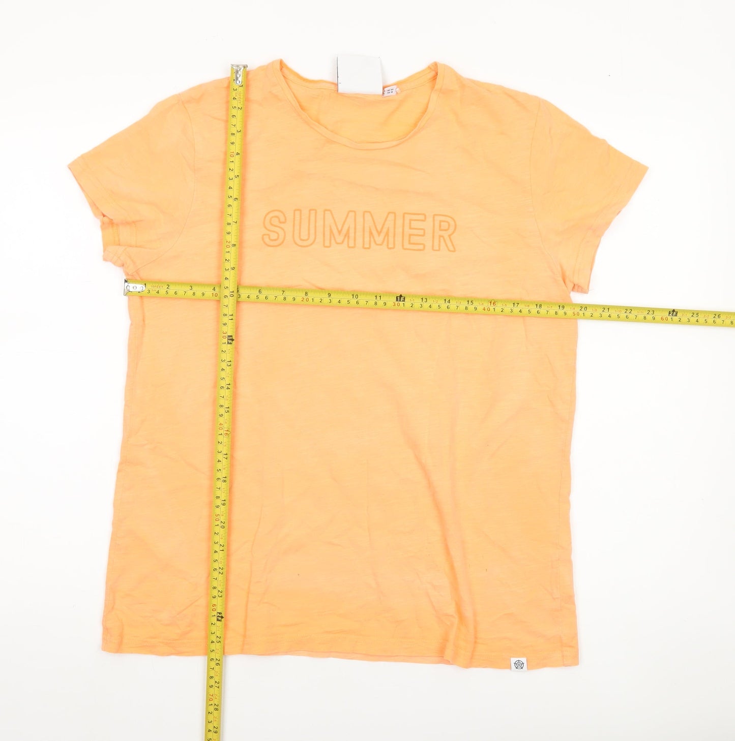TOG24 Womens Orange Cotton Summer Embroidered T-Shirt Size 14