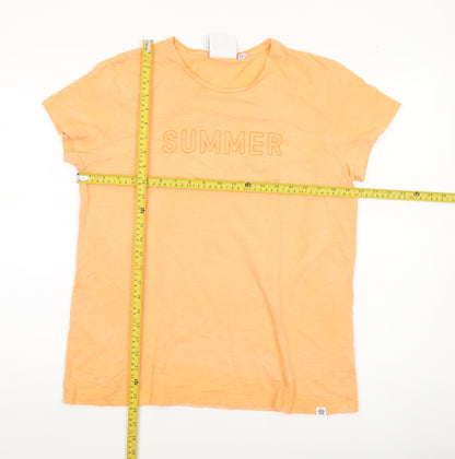 TOG24 Womens Orange Cotton Summer Embroidered T-Shirt Size 14