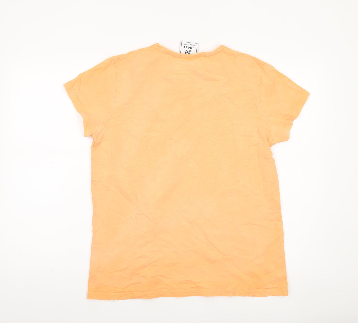 TOG24 Womens Orange Cotton Summer Embroidered T-Shirt Size 14