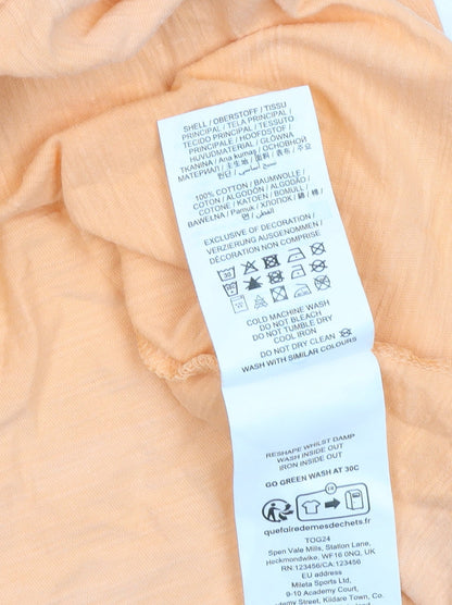 TOG24 Womens Orange Cotton Summer Embroidered T-Shirt Size 14