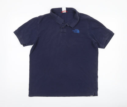 The North Face Men's Blue Medium Polo Shirt 100% Cotton Casual