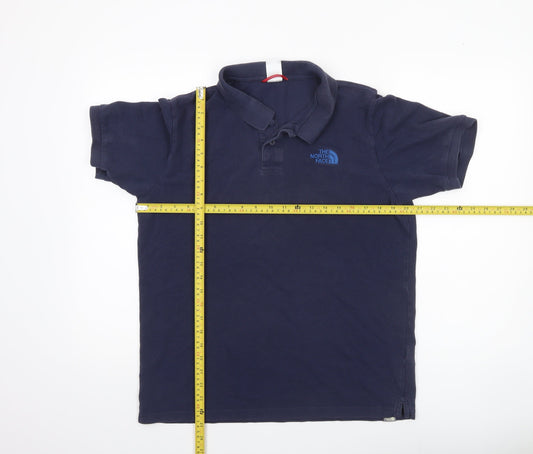 The North Face Men's Blue Medium Polo Shirt 100% Cotton Casual