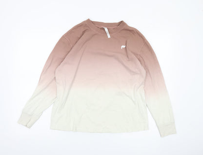Fabletics Womens Brown XS Long Sleeve Crew Neck Cotton T-Shirt