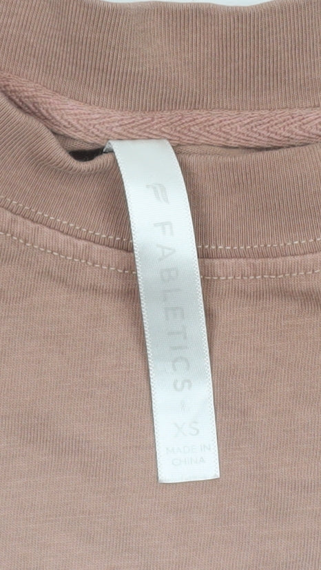 Fabletics Womens Brown XS Long Sleeve Crew Neck Cotton T-Shirt